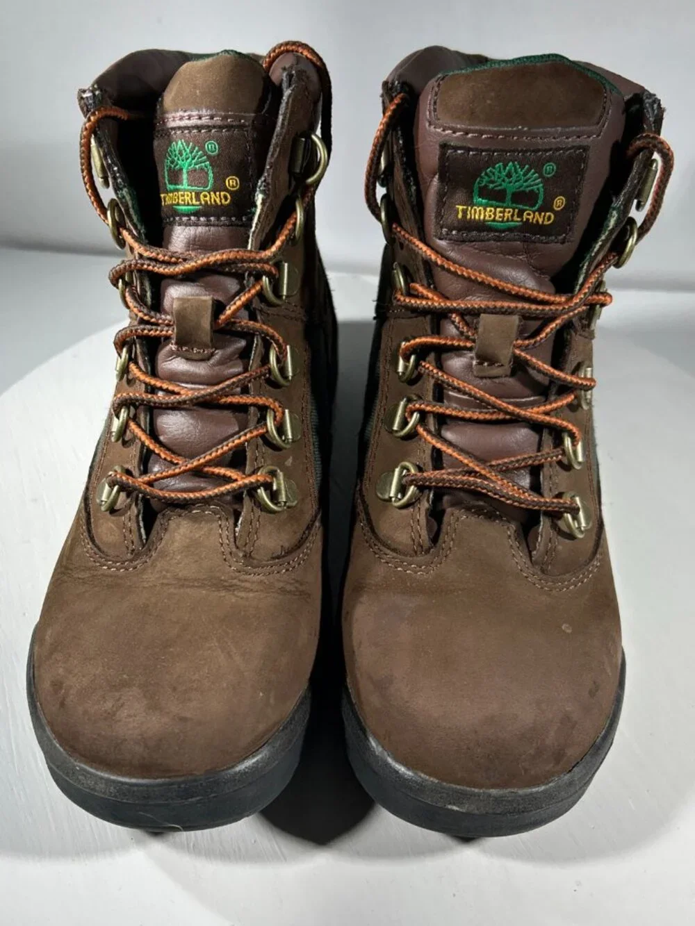 Timberland Boys Leather Hiking Boots Brown Size 3 Ankle Shoes Outdoor Field Kids